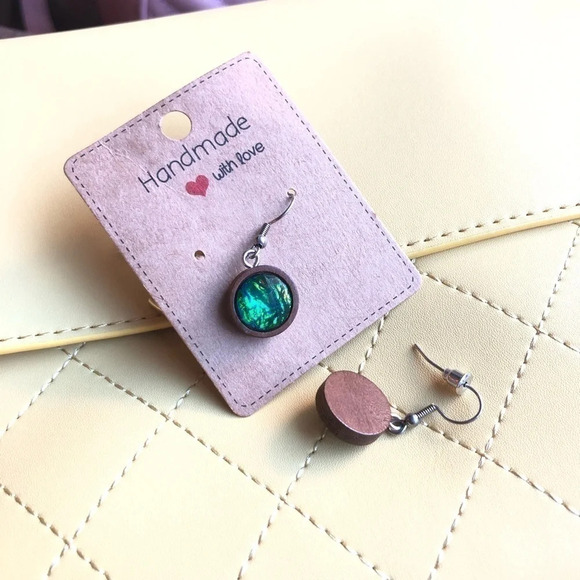 Handmade Wooden Earrings - Picture 3 of 4